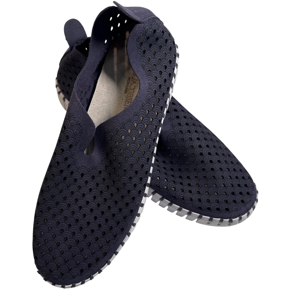Ilse Jacobsen Tulip 139 Shoes Women 8.5 Navy Laser Cut Perforated Slip On Loafer - Picture 5 of 14